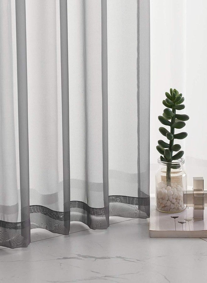 TOAVA DECO Gray Sheer Curtains 95 Inches Long 2 Pack Translucent Solid Color Window Treatment Rod Pocket Grey Sheer Curtains for Bedroom Living Room 52x95 - Image 5